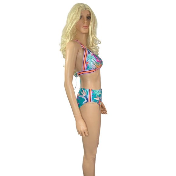 Xhilaration Other - Xhiliration Floral Tropical Bikini Set Top XL + High Waisted Bottoms M